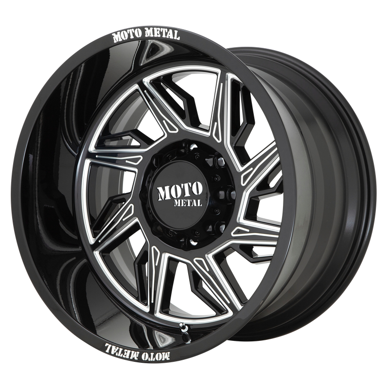 Moto Metal - MO997 HURRICANE - Black - GLOSS BLACK MILLED - RIGHT DIRECTIONAL - 20" x 12", -44 Offset, 8x170 (Bolt Pattern), 125.1mm HUB