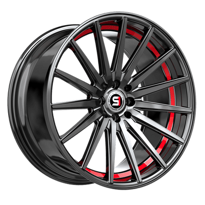 Spec-1 Racing - SP-69 - Black - Gloss Black / Red Under Cut - 20" x 8.5", 38 Offset, 5x114.3/120 (Bolt pattern), 73.1mm HUB