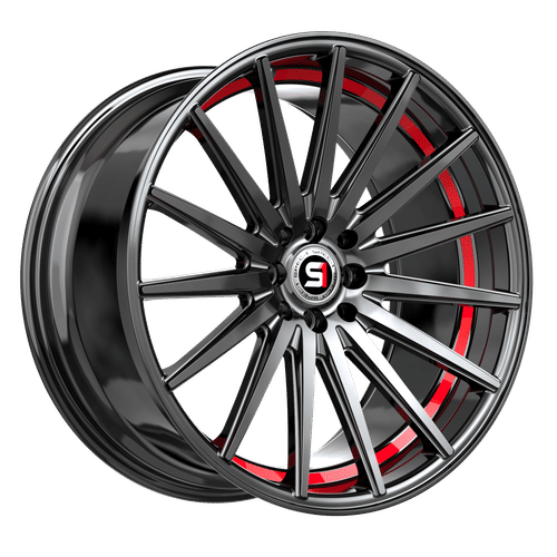 Spec-1 Racing - SP-69 - Black - Gloss Black / Red Under Cut - 18" x 8", 38 Offset, 5x112/114.3 (Bolt pattern), 73.1mm HUB
