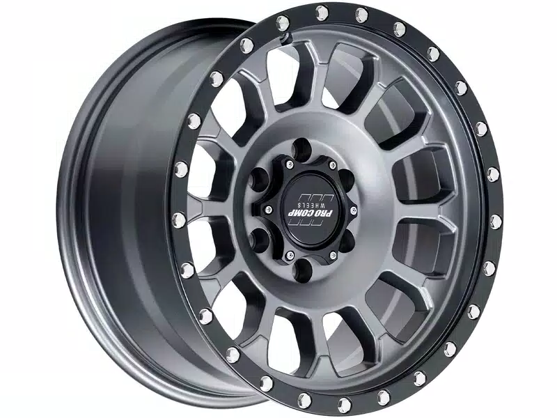 Pro Comp - PA34 ROCKWELL - Grey - Matte Graphite with Black Lip - 17" x 8", 0 Offset, 5x127 (Bolt pattern), 71.5mm HUB