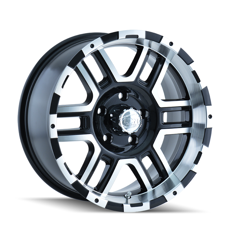 Ion Alloy - 179 - Black - BLACK/MACHINED FACE/MACHINED LIP - 18" x 9", 0 Offset, 5x135 (Bolt Pattern), 87mm HUB
