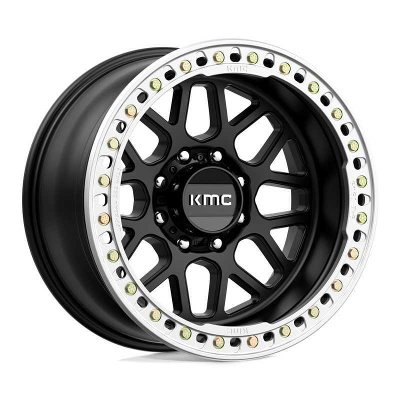 KMC Wheels - KM235 GRENADE CRAWL BEADLOCK - Black - SATIN BLACK - 20" x 10", -48 Offset, 8x165.1 (Bolt Pattern), 125.1mm HUB