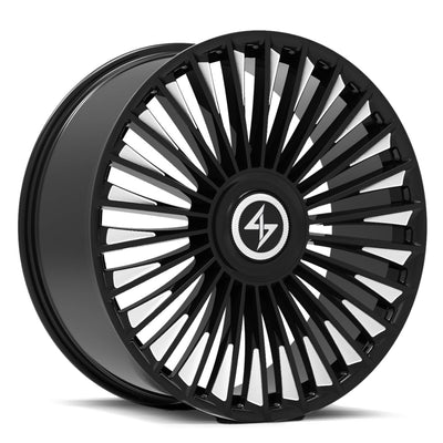 Sentali - Turbine - Black - Gloss Black Milled Tips - 22" x 10.5", 40 Offset, 5x112/114.3 (Bolt pattern), 73.1mm HUB