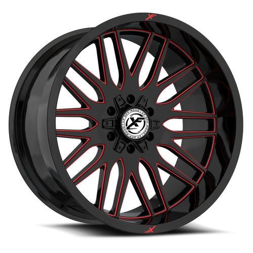 XF Off-Road - XF-240 - Black - Gloss Black Milled Red - 18" x 9", 0 Offset, 6x135/139.7 (Bolt pattern), 106.4mm HUB