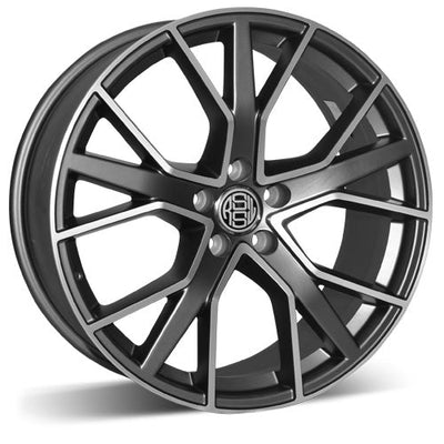 RSSW - Quattro - Gunmetal - Machined Gun Metal - 18" x 8", 33 Offset, 5x112 (Bolt Pattern), 66.6mm HUB