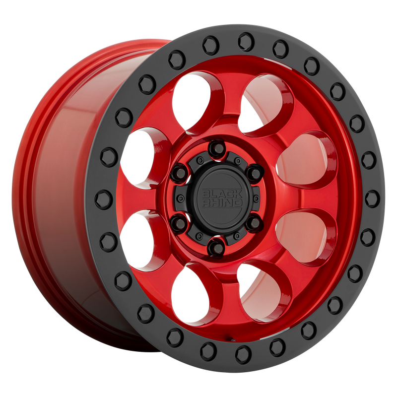 Black Rhino - RIOT - CANDY RED W/ BLACK RING & BOLTS - 17" x 8.5", -38 Offset, 5x127 (Bolt Pattern), 71.5mm HUB