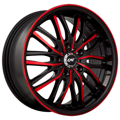 Dai Alloys - Mephisto - Black - Gloss Black - Red Face - 17" x 7.5", 45 Offset, 5x114.3 (Bolt Pattern), 73.1mm HUB