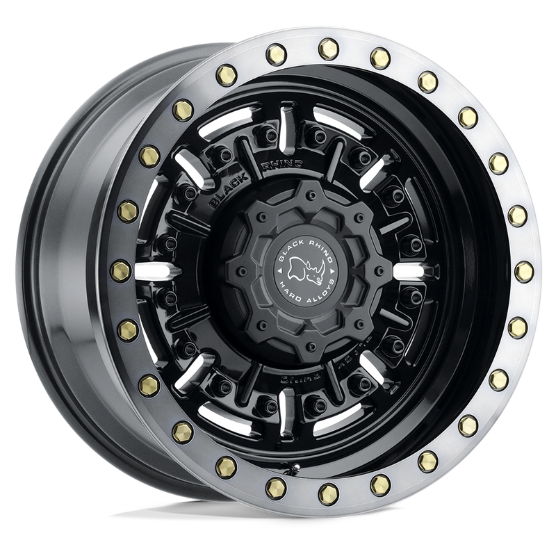 Black Rhino - ABRAMS - Black - GLOSS GUN BLACK WITH MACHINED DARK TINT - 17" x 9.5", -18 Offset, 8x180 (Bolt Pattern), 125.1mm HUB