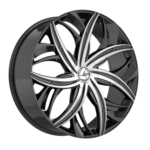 Azara - AZA-541 - Black - Gloss Black Machined - 22" x 8.5", 38 Offset, 5x112/114.3 (Bolt pattern), 74.1mm HUB