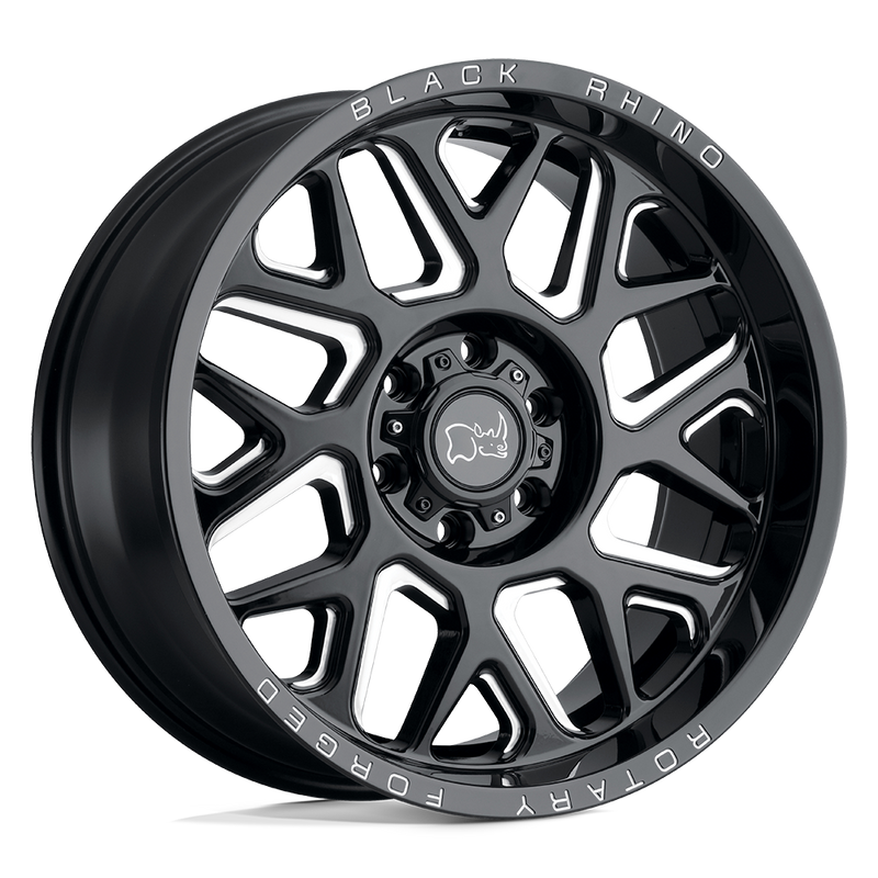 Black Rhino - REAPER - Black - Gloss Black & Milled - 20" x 11.5", -44 Offset, 5x127 (Bolt Pattern), 71.5mm HUB