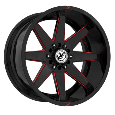 XF Off-Road - XF-236 - Black - Gloss Black Milled Red - 20" x 10", -12 Offset, 5x127/139.7 (Bolt pattern), 78.1mm HUB