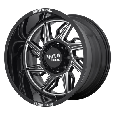 Moto Metal - MO997 HURRICANE - Black - GLOSS BLACK MILLED - LEFT DIRECTIONAL - 20" x 12", -44 Offset, 6x139.7 (Bolt Pattern), 106.1mm HUB