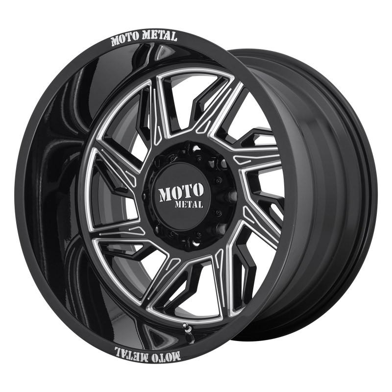 Moto Metal - MO997 HURRICANE - Black - GLOSS BLACK MILLED - LEFT DIRECTIONAL - 20" x 12", -44 Offset, 6x139.7 (Bolt Pattern), 106.1mm HUB
