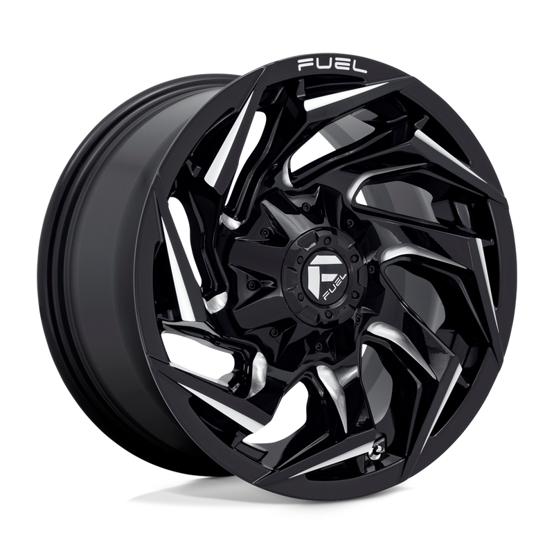 Fuel - D753 REACTION - Black - GLOSS BLACK MILLED - 18" x 9", -12 Offset, 6x135/139.7 (Bolt Pattern), 106.1mm HUB