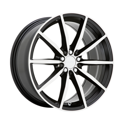 Ruff - BURNOUT - Black - Gloss Black with Machined Face - 18" x 8", 38 Offset, 5x100/114.3 (Bolt Pattern), 72.1mm HUB