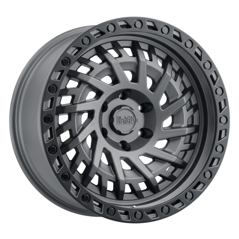 Black Rhino - SHREDDER - Gunmetal - MATTE GUNMETAL W/ BLACK RING - 20" x 9.5", 0 Offset, 5x127 (Bolt Pattern), 71.5mm HUB