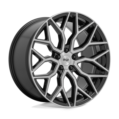 Niche - M262 MAZZANTI - Black - GLOSS BLACK BRUSHED FACE - 20" x 9", 27 Offset, 5x112 (Bolt Pattern), 66.6mm HUB