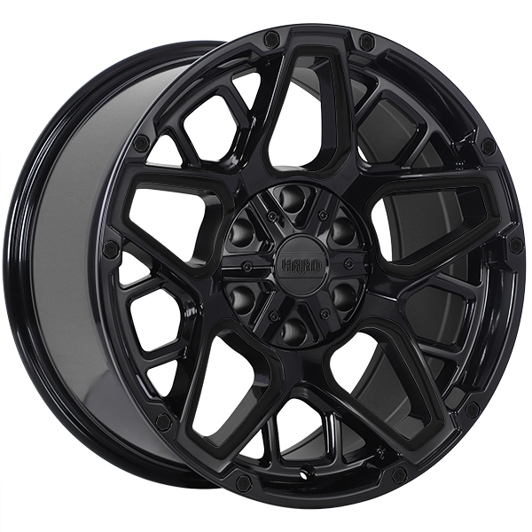 Ruffino HARD - Blast - Black - Gloss Black - 17" x 9", 20 Offset, 5x127/139.7 (Bolt Pattern), 77.8mm HUB