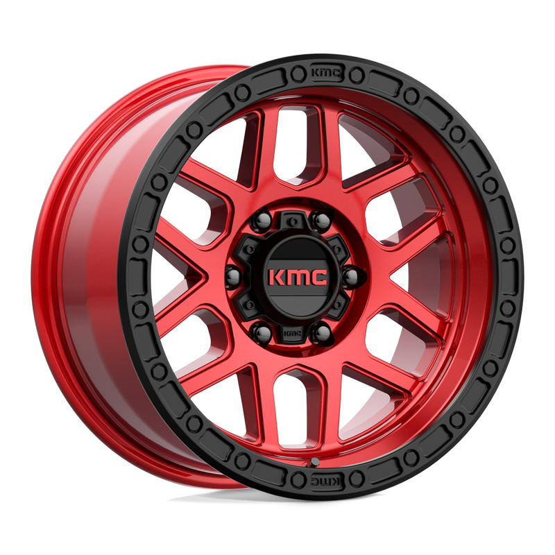 KMC Wheels - KM544 MESA - CANDY RED WITH BLACK LIP - 17" x 9", -12 Offset, 6x139.7 (Bolt Pattern), 106.1mm HUB