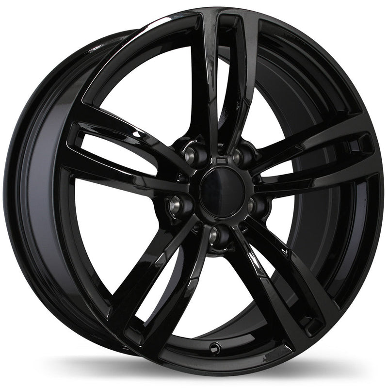 Replika - R163A - Black - Gloss Black - 17" x 8", 35 Offset, 5x120 (Bolt Pattern), 72.6mm HUB