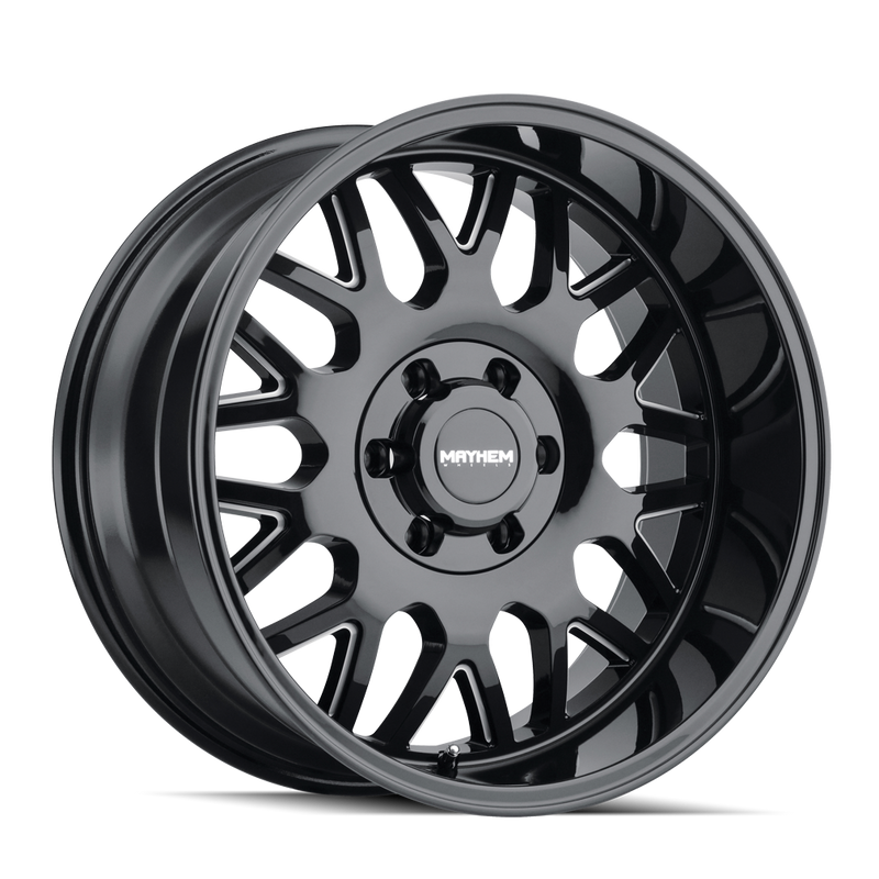 Mayhem - TRIPWIRE - Black - GLOSS BLACK/MILLED SPOKES - 20" x 9", 18 Offset, 5x139.7/150 (Bolt Pattern), 110mm HUB