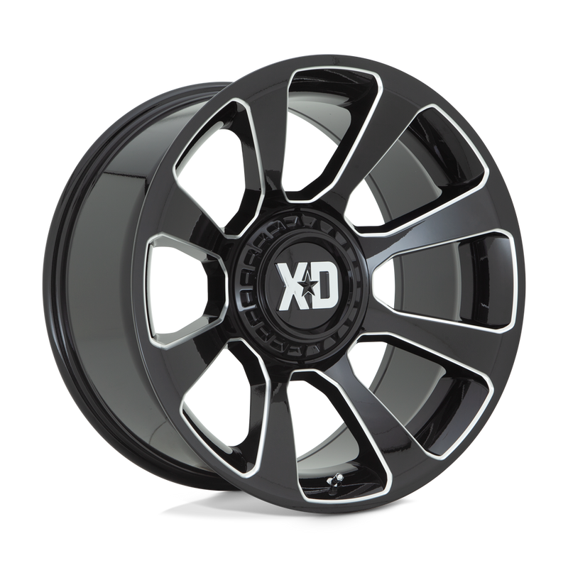 XD Series - XD854 REACTOR - Black - GLOSS BLACK MILLED - 20" x 9", 18 Offset, 5x127/139.7 (Bolt Pattern), 78.1mm HUB