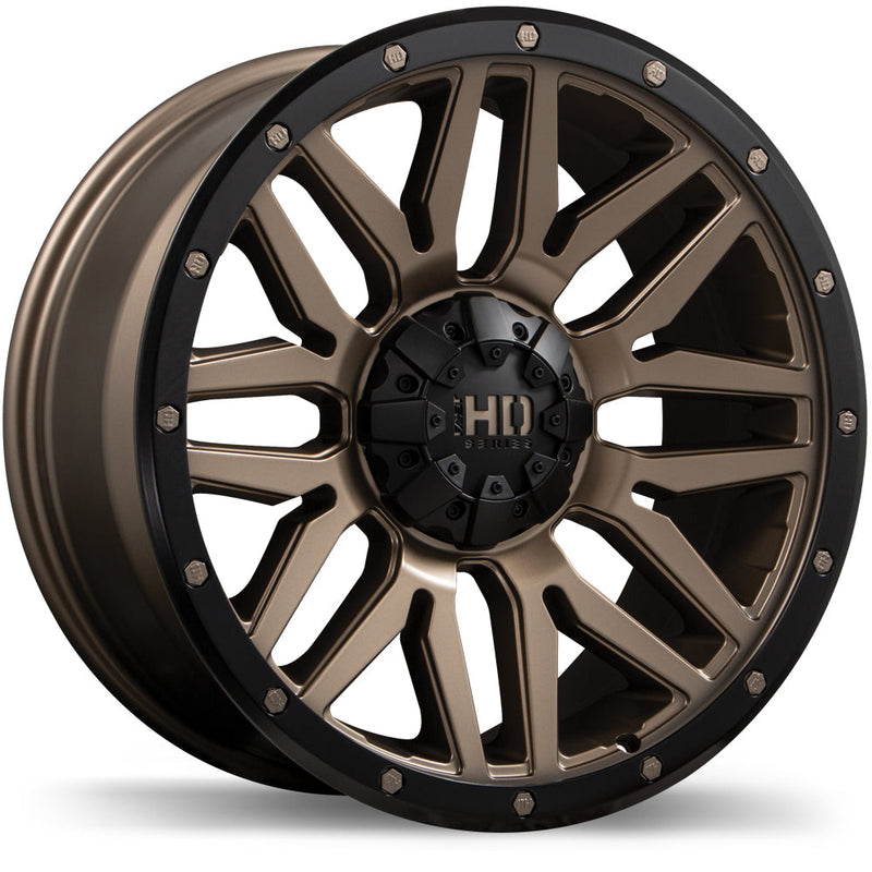 Fast HD - Menace - Bronze - Satin Bronze with Black Trim - 18" x 9", 15 Offset, 6x135/139.7 (Bolt Pattern), 106.1mm HUB