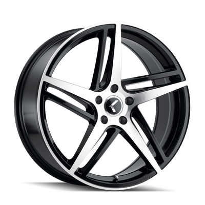 Kraze Wheels - KR195 - Black - BLACK/MACHINED FACE - 20" x 8.5", 38 Offset, 5x108 (Bolt Pattern), 63.5mm HUB