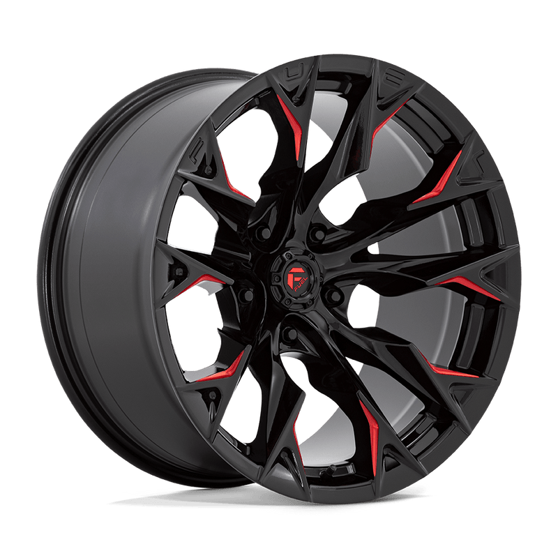 Fuel - D823 FLAME - Black - GLOSS BLACK MILLED WITH CANDY RED - 20" x 10", -18 Offset, 5x139.7 (Bolt Pattern), 78.1mm HUB