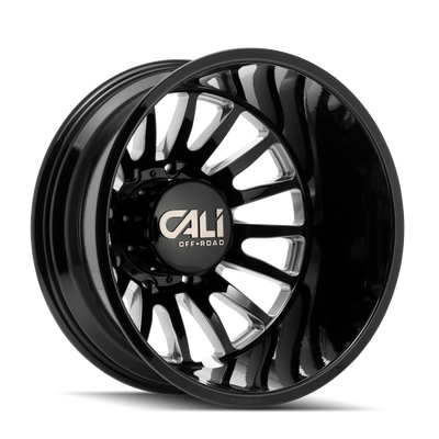 Cali Off-Road - SUMMIT DUALLY - Black - GLOSS BLACK/MILLED - 22" x 8.25", -232 Offset, 8x165.1 (Bolt Pattern), 121.3mm HUB