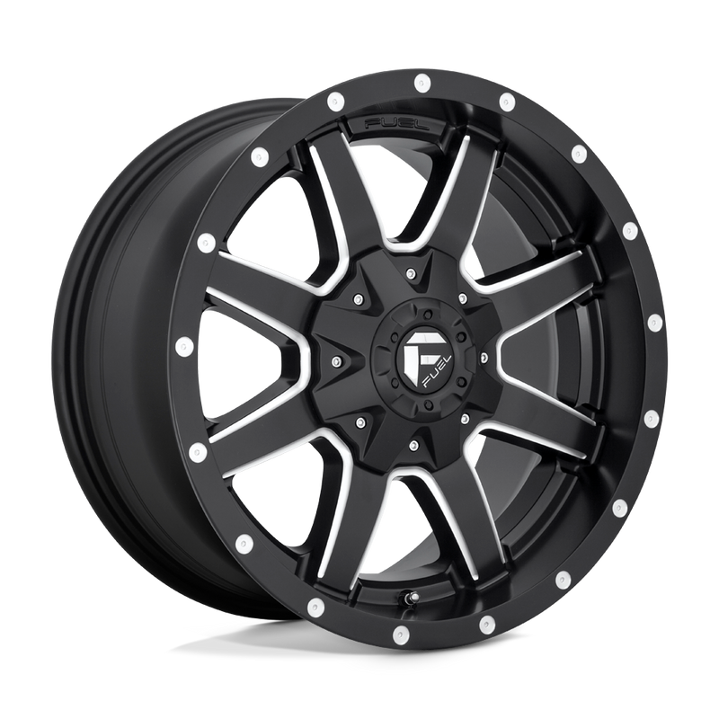 Fuel - D538 MAVERICK - Black - MATTE BLACK MILLED - 22" x 12", -44 Offset, 5x114.3/127 (Bolt Pattern), 78.1mm HUB