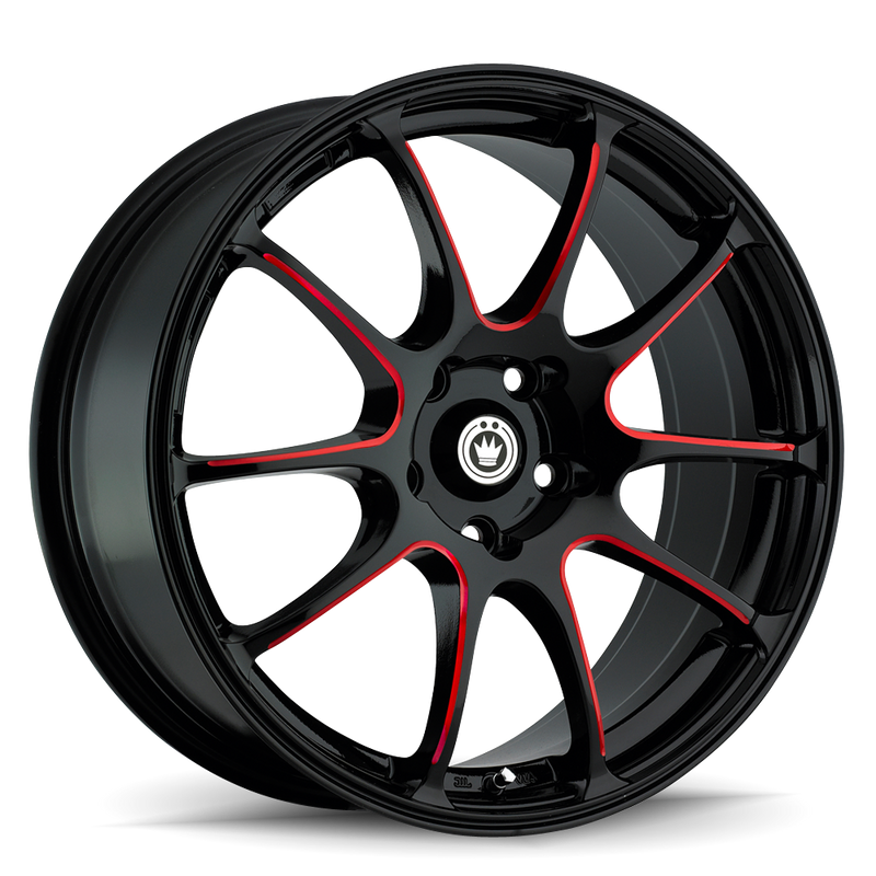Konig - Illusion - Black - Black/Ball Cut Red - 18" x 8", 45 Offset, 5x114.3 (Bolt Pattern), 73.1mm HUB