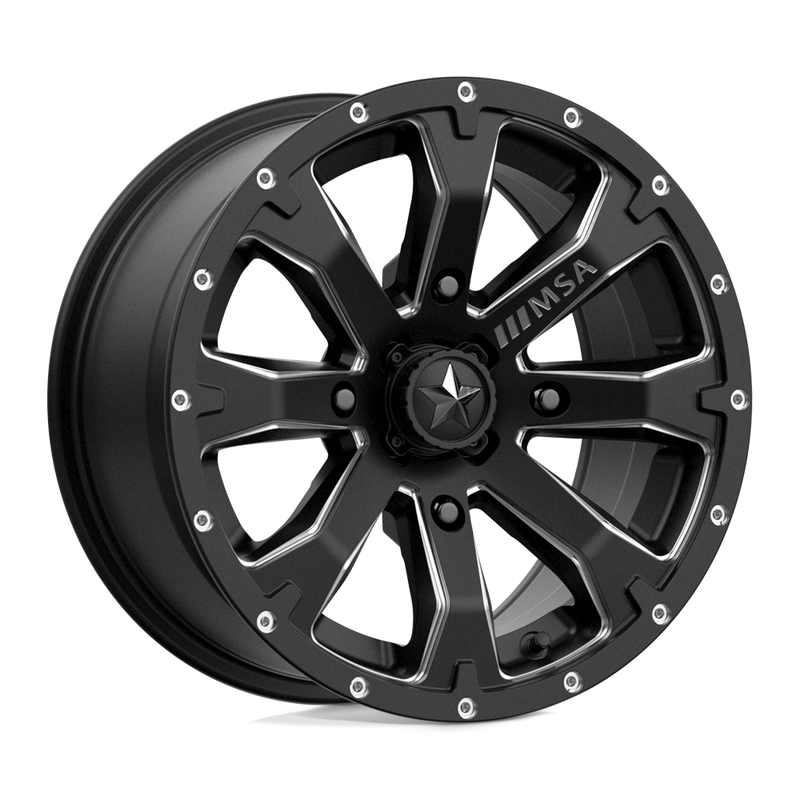 MSA Offroad Wheels - M42 BOUNTY - Black - SATIN BLACK MILLED - 14" x 7", 10 Offset, 4x156 (Bolt Pattern), 132mm HUB