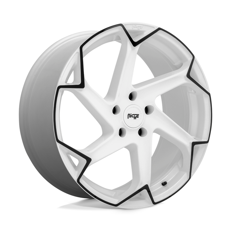 Niche - M257 FLASH - White - GLOSS WHITE WITH BLACK - 20" x 10.5", 40 Offset, 5x114.3 (Bolt Pattern), 72.6mm HUB