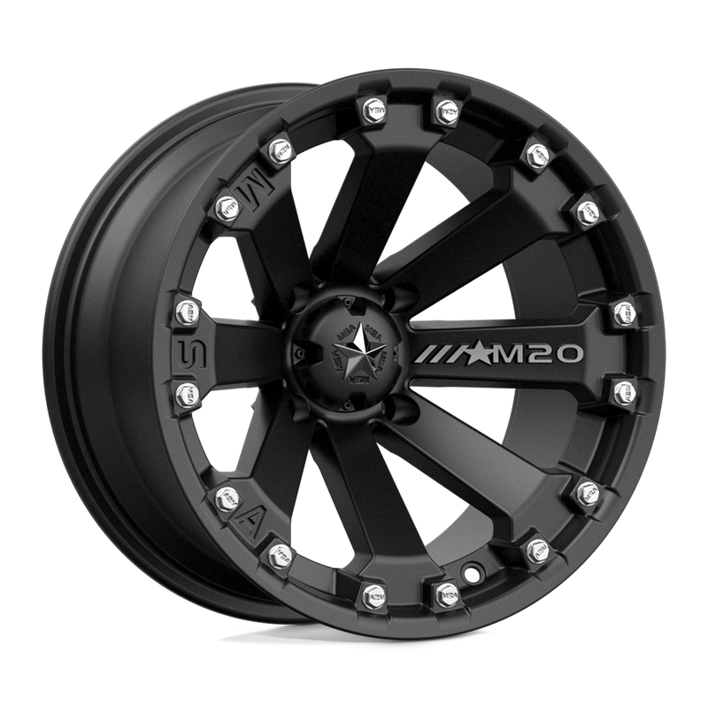 MSA Offroad Wheels - M20 KORE - Black - SATIN BLACK - 14" x 7", -52 Offset, 4x110 (Bolt Pattern), 86mm HUB