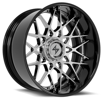 Sentali - BFX5 - Chrome - Gloss Black Lip / Chrome Centre - 22" x 12", -44 Offset, 5x127/139.7 (Bolt pattern), 78.10mm HUB