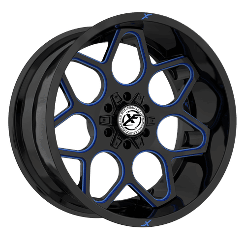 XF Off-Road - XF-233 - Black - Gloss Black Milled Blue - 20" x 9", 12 Offset, 6x135/139.7 (Bolt pattern), 106.4mm HUB