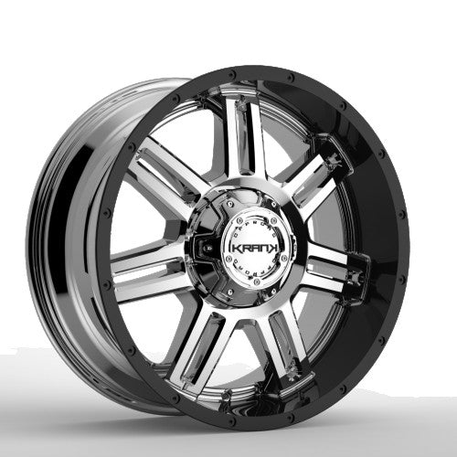 KranK Off-road - Force - Chrome - Chrome Gloss Black Barrel - 20" x 9", -12 Offset, 5x127/139.7 (Bolt Pattern), 77.8mm HUB