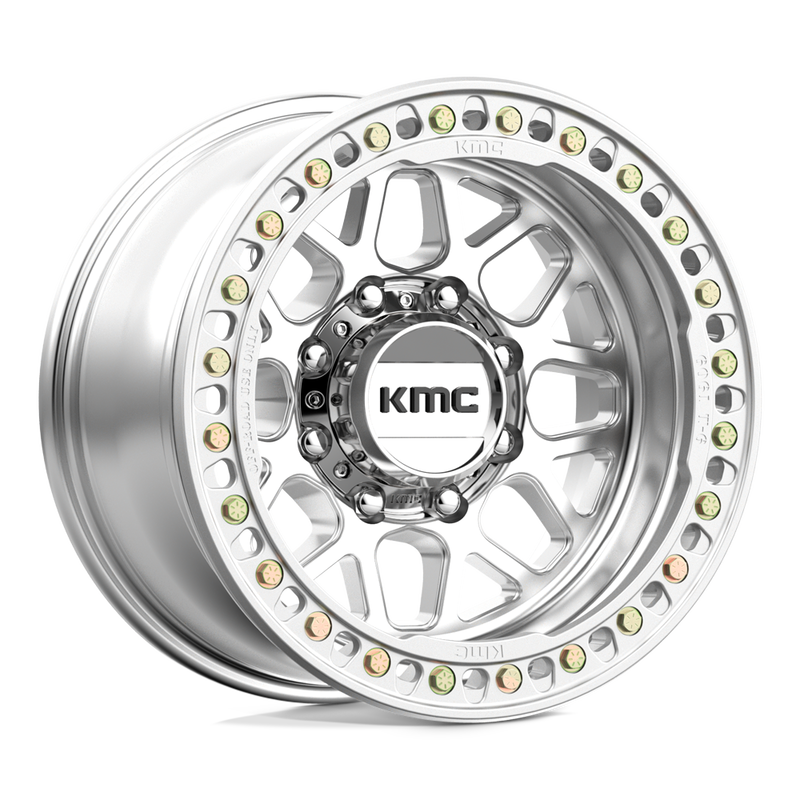 KMC Wheels - KM235 GRENADE CRAWL BEADLOCK - Silver - MACHINED - 17" x 9", -38 Offset, 8x165.1 (Bolt Pattern), 125.1mm HUB