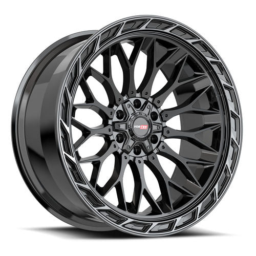 Vortek Offroad - VRP-503 INFERNO - Black - Black Diamond Cut Ring with Dark Tint - 20" x 10", -18 Offset, 5x127/139.7 (Bolt pattern), 78.1mm HUB