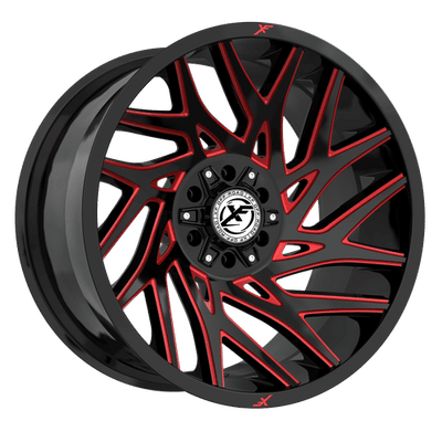 XF Off-Road - XF-229 - Black - Gloss Black Milled Red - 20" x 9", 12 Offset, 5x127/139.7 (Bolt pattern), 78.1mm HUB