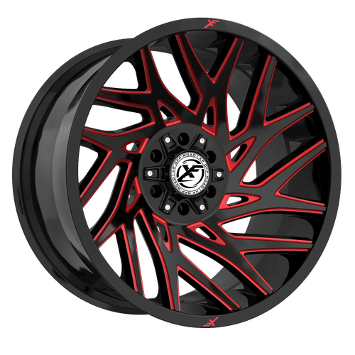 XF Off-Road - XF-229 - Black - Gloss Black Milled Red - 20" x 9", 12 Offset, 5x127/139.7 (Bolt pattern), 78.1mm HUB