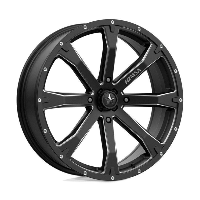 MSA Offroad Wheels - M42 BOUNTY - Black - SATIN BLACK MILLED - 20" x 7", 10 Offset, 4x156 (Bolt Pattern), 132mm HUB