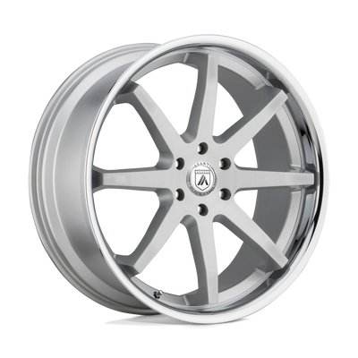 Asanti Black - ABL-32 KAISER - Silver - BRUSHED SILVER CHROME LIP - 24" x 10", 30 Offset, 6x139.7 (Bolt Pattern), 100.3mm HUB
