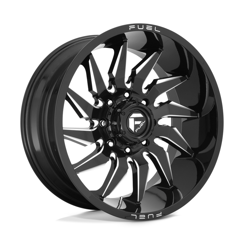 Fuel - D744 SABER - Black - GLOSS BLACK MILLED - 24" x 12", -44 Offset, 5x127 (Bolt Pattern), 71.5mm HUB