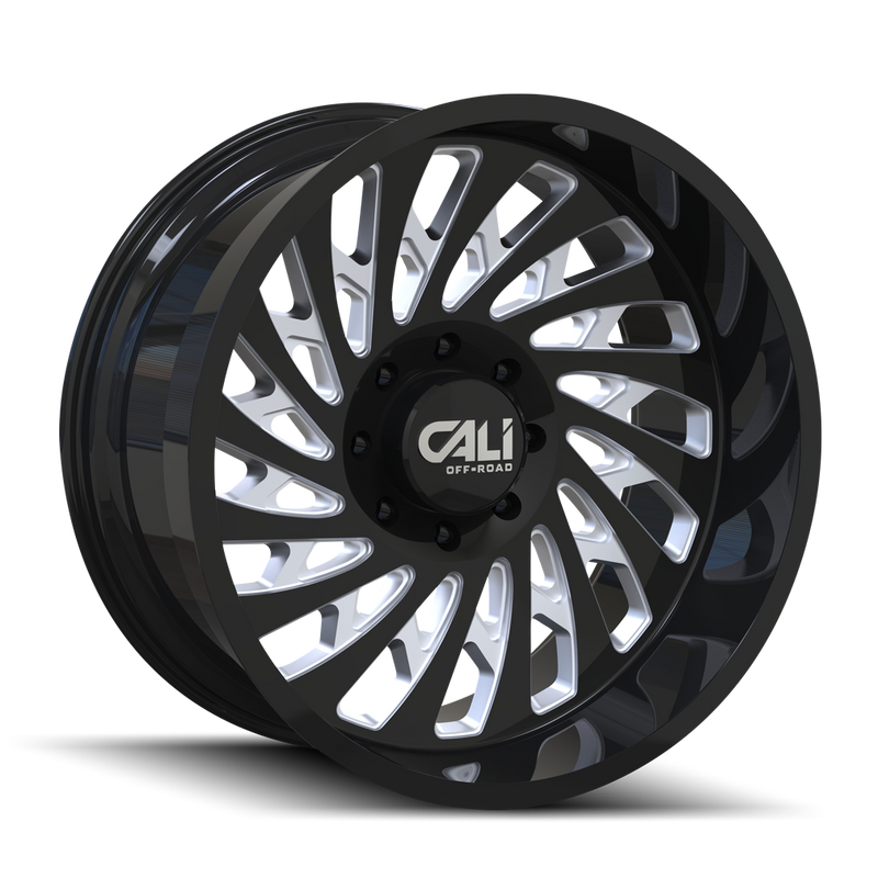 Cali Off-Road - SWITCHBACK - Black - GLOSS BLACK/MILLED - 20" x 10", -25 Offset, 8x170 (Bolt Pattern), 130.8mm HUB