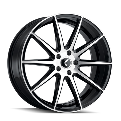 Kraze Wheels - COSMOS - Black - BLACK WITH MACHINED FACE - 17" x 8", 38 Offset, 5x115 (Bolt Pattern), 72.6mm HUB