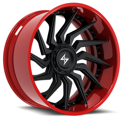 Sentali - BFX4 - Black - Red Lip / Matte Black Centre - 22" x 12", -44 Offset, 6x135/139.7 (Bolt pattern), 106.10mm HUB
