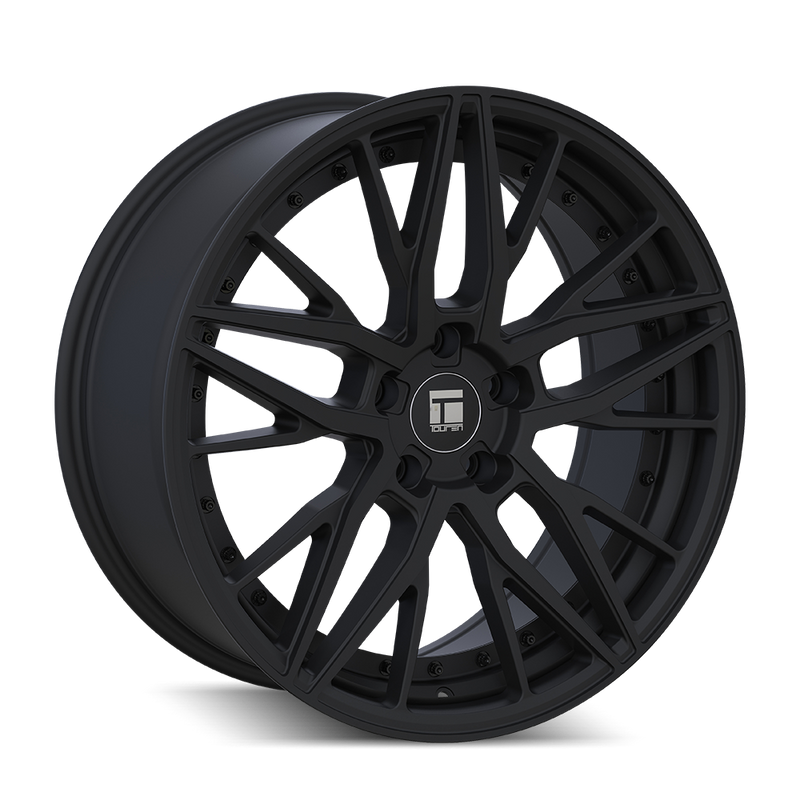 Touren - TR93 - Black - SATIN BLACK/BLACK RIVET - 18" x 8", 35 Offset, 5x108 (Bolt Pattern), 63.5mm HUB
