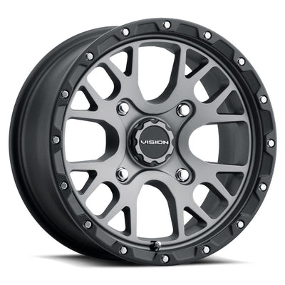 Vision Wheel ATV - 545 ROCKER - Grey - Satin Grey - 14" x 7", 38 Offset, 4x110 (Bolt Pattern), 86mm HUB